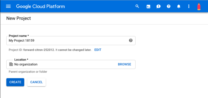 Getting started with Google Maps - Create A New Project Google Cloud Platform 700x332 